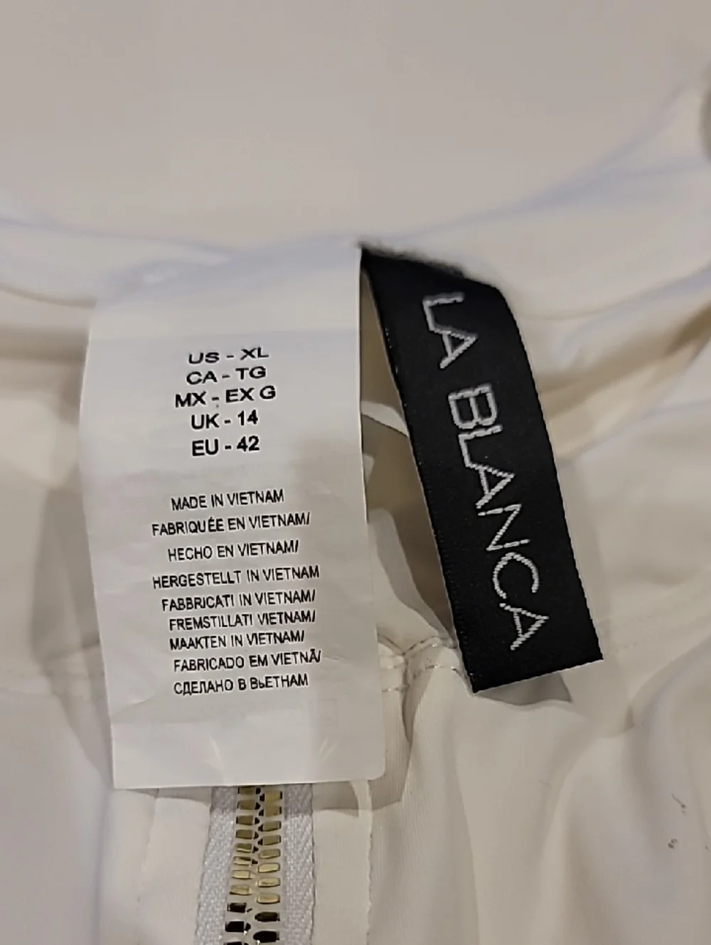 La Blanca White Long-Sleeve Zip-Front Rashguard Performance Top XL - Picture 8 of 12